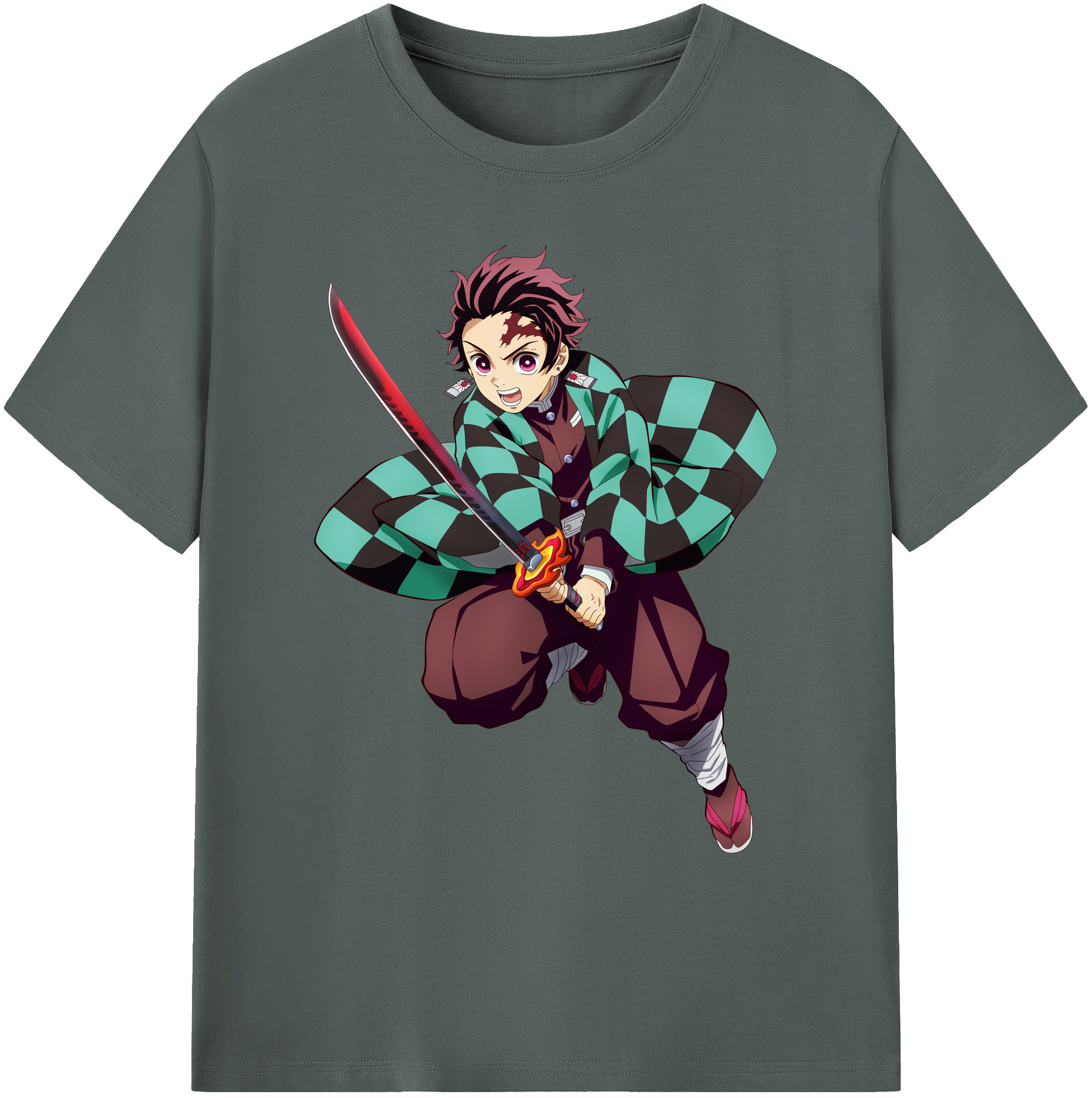 （画像用） 鬼滅の刃 竈門 炭治郎／かまど たんじろう Kamado Tanjirou 綿100％ メンズ半袖Tシャツ｜肌触りやわらか＆通気性
